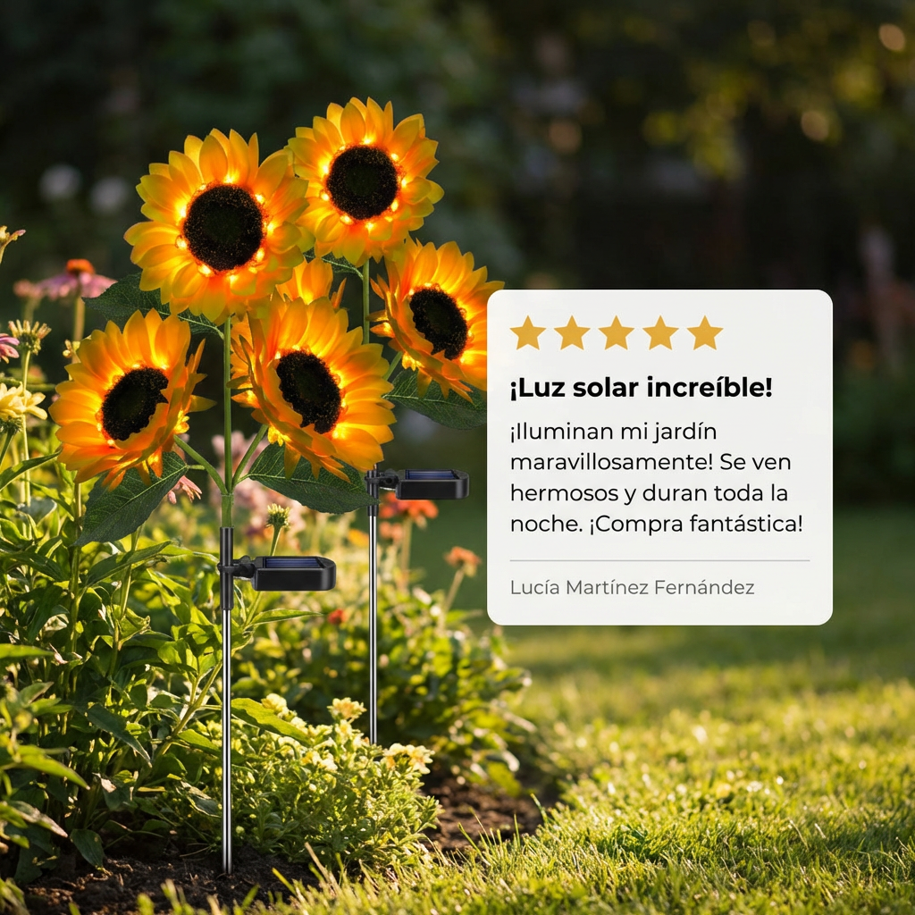 Luz de Jardín Solar con Forma de Girasol
